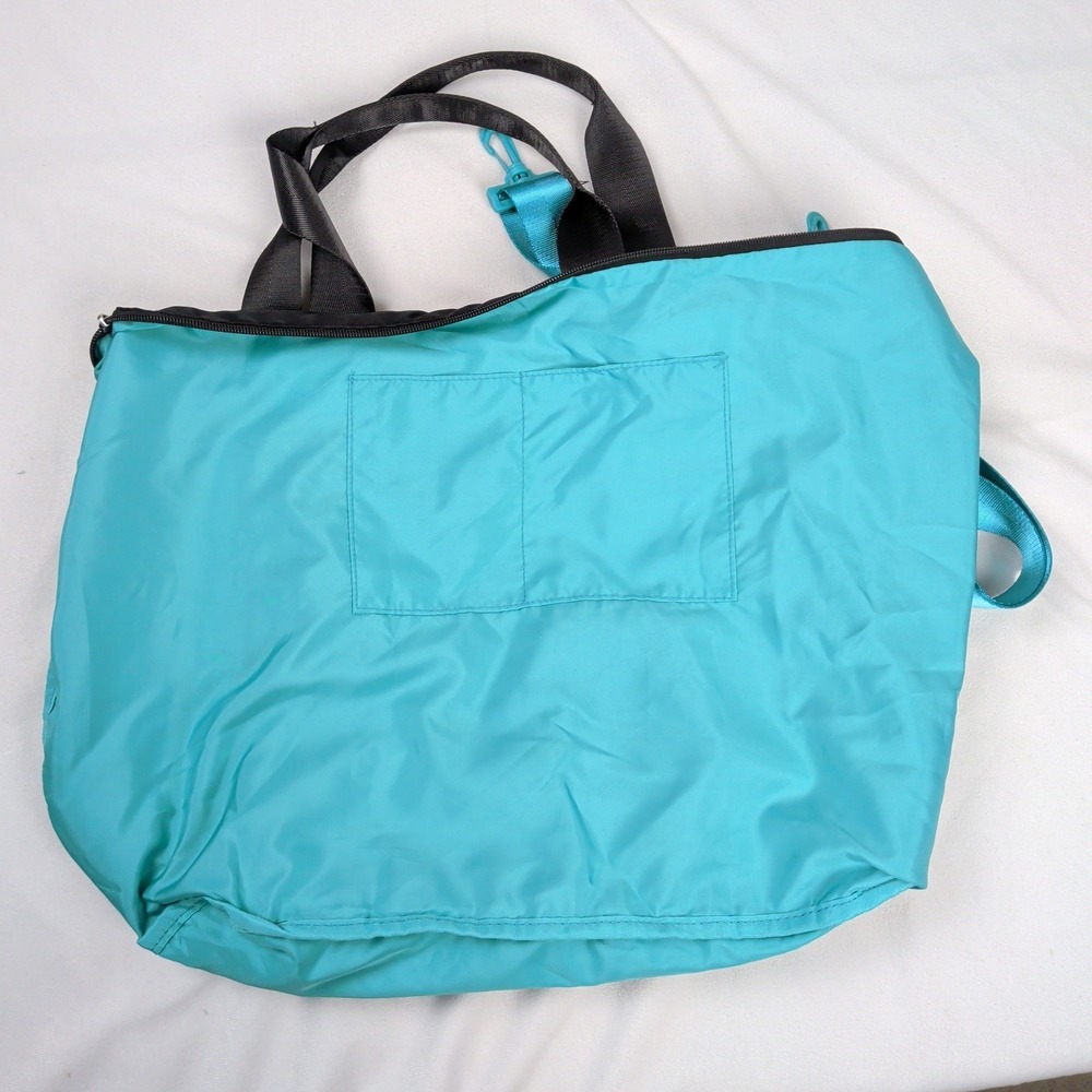 Tommy Bahama Black Packable Tote Bag Teal Interior Removable Pouch Travel - Picture 5 of 8